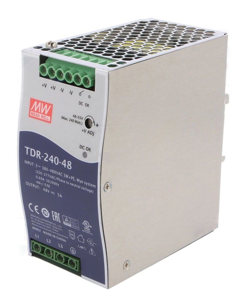 Mean Well TDR-240-48 48VDC 5A Ray Tipi Trifaze Güç Kaynağı