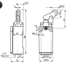 CNTD CZE-00-DM Dar Gövde Doğrusal Pimli Ters Kol Makaralı Limit Switch