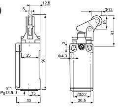 CNTD CZE-00-DM-S Dar Gövde Doğrusal Pimli Ters Kol Makaralı Limit Switch