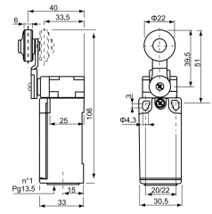 CNTD CZE-00-EM Dar Gövde Açısal Kol Makaralı Limit Switch