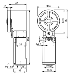 CNTD CZE-00-EM-50 Dar Gövde Açısal Kol 50mm Kauçuk Makaralı Limit Switch