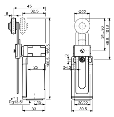 CNTD CZE-00-FM Dar Gövde Açısal Kol Ayarlı Makaralı Limit Switch