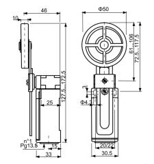 CNTD CZE-00-FM-50 Dar Gövde Açısal Kol Ayarlı 50mm Kauçuk Makaralı Limit Switch
