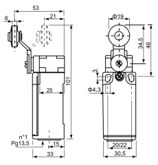 CNTD CZE-00-IM Dar Gövde Açısal Kol Makaralı Limit Switch
