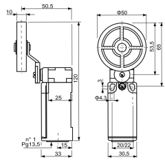 CNTD CZE-00-IM-50 Dar Gövde Açısal Kol 50mm Kauçuk Makaralı Limit Switch