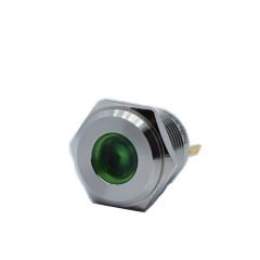 Butto J16-170P-GA2 IP67 16mm Yassı Kafa Metal Led Sinyal Lambası 220VAC Yeşil