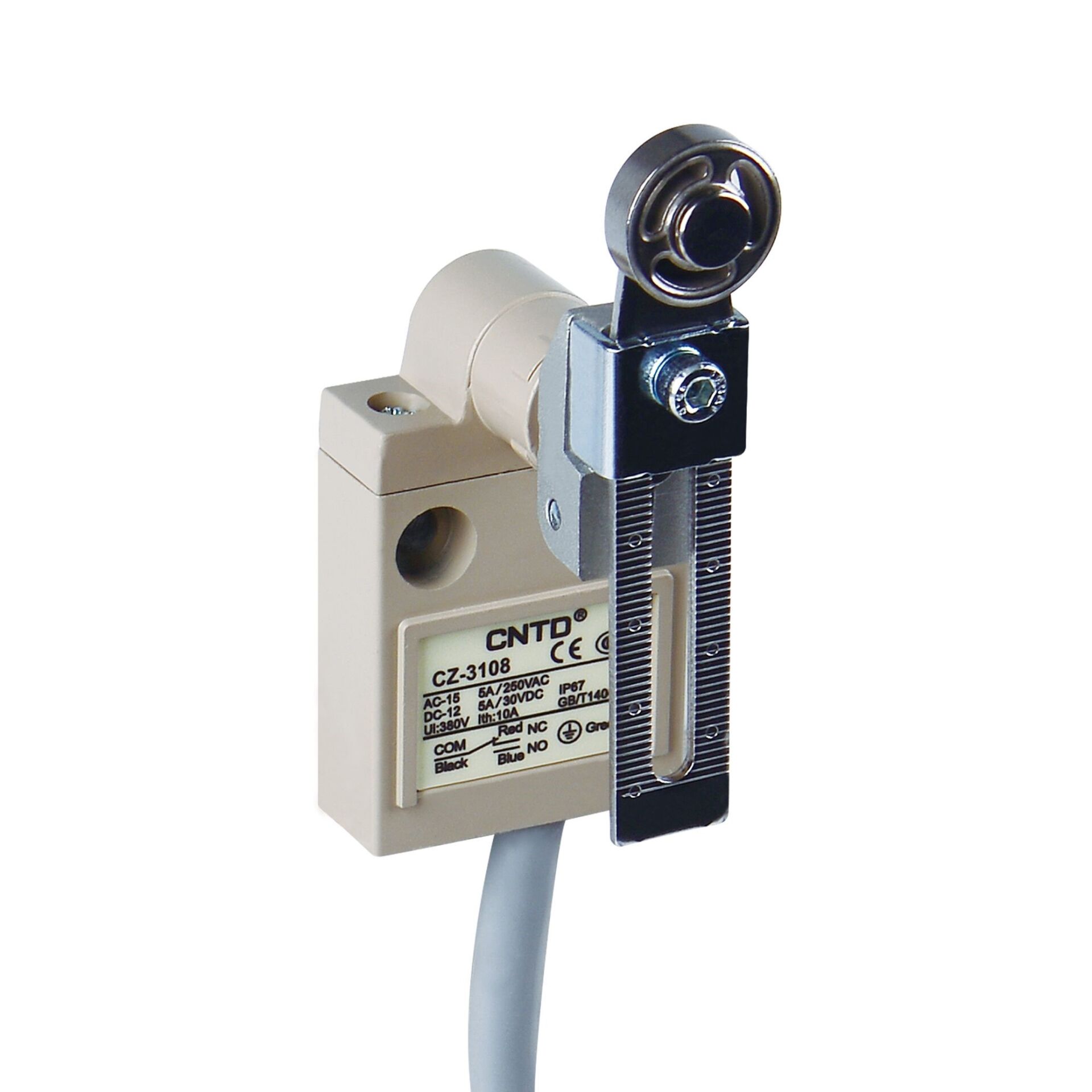 CNTD CZ-3108 Metal Gövde 2M Kablolu IP67 Açısal Kol Ayarlı Makaralı Limit Switch