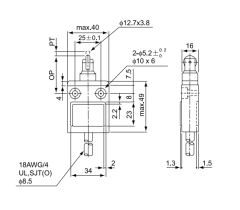 CNTD CZ-3113 Metal Gövde 2M Kablolu IP67 Kauçuk Korumalı Ters Makaralı Pimli Limit Switch