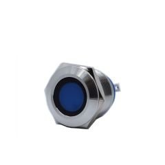 Butto J19-170P-BD IP67 19mm Yassı Kafa Metal Led Sinyal Lambası 6-24VAC/DC Mavi