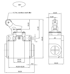CNTD CLS-327 Geniş Gövde Ters Açısal Kol Metal Makaralı Limit Switch
