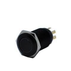 Butto J16-372-AK-BD IP67 16mm Düz Kafa Metal Siyah Gövde Kalıcı Buton Işıklı 6-24VDC Mavi