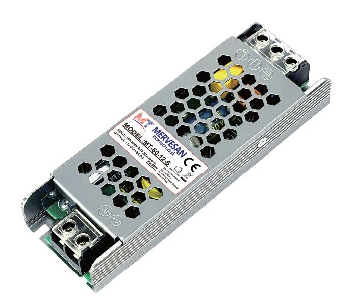 Mervesan MT-60-24-S 24VDC 2,5A Slim Metal Kasa Güç Kaynağı
