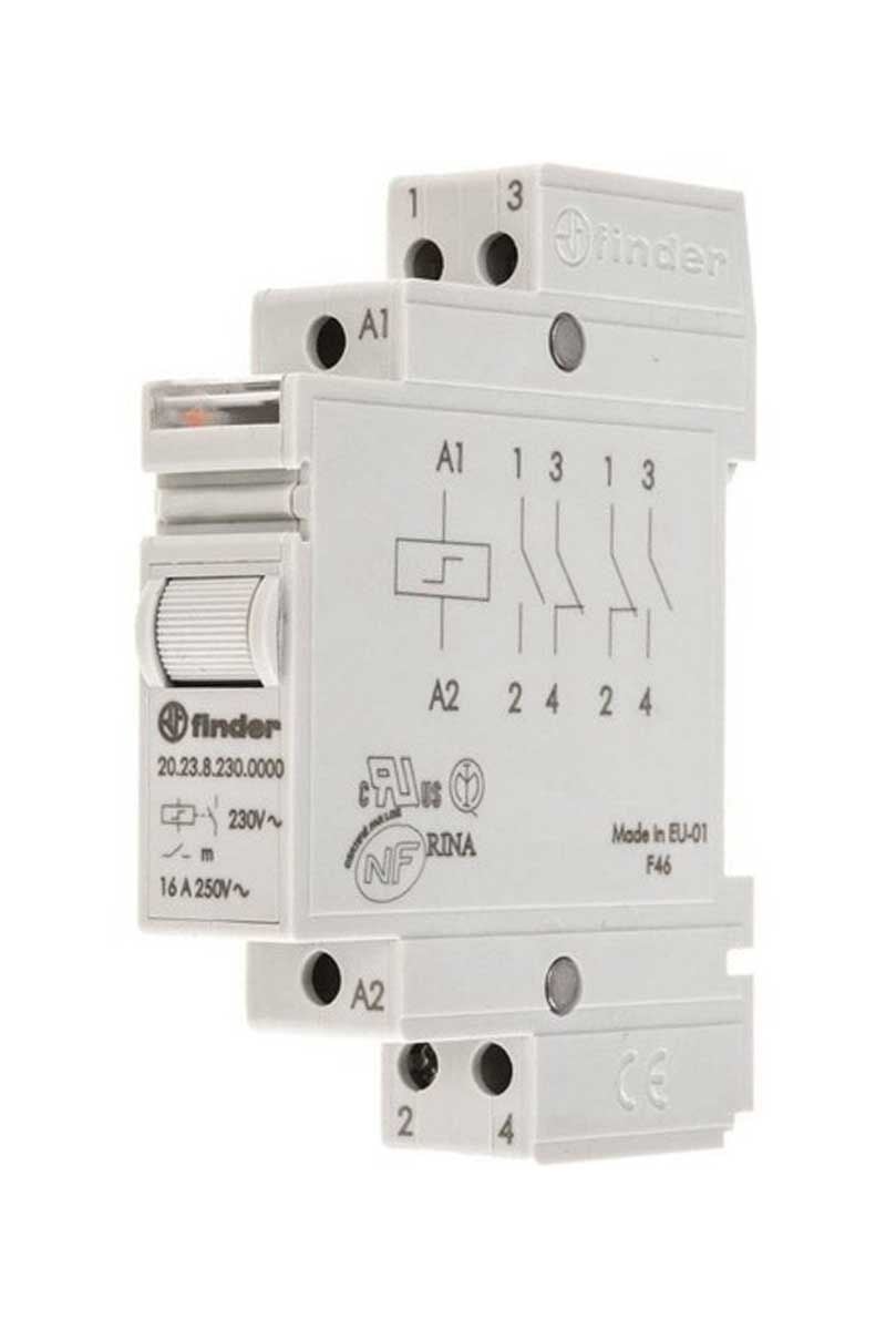 Finder 20.23.8.230.0000 220VAC 1NO+1NC Kontak Darbe Akım Anahtarı