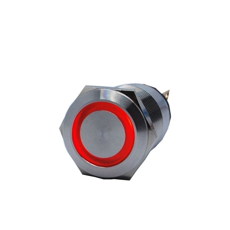 Butto J19-372-RA2 IP67 19mm Düz Kafa Metal Kalıcı Buton Işıklı 220VAC Kırmızı