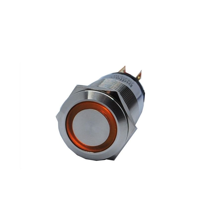 Butto J19-372-YA2 IP67 19mm Düz Kafa Metal Kalıcı Buton Işıklı 220VAC Sarı
