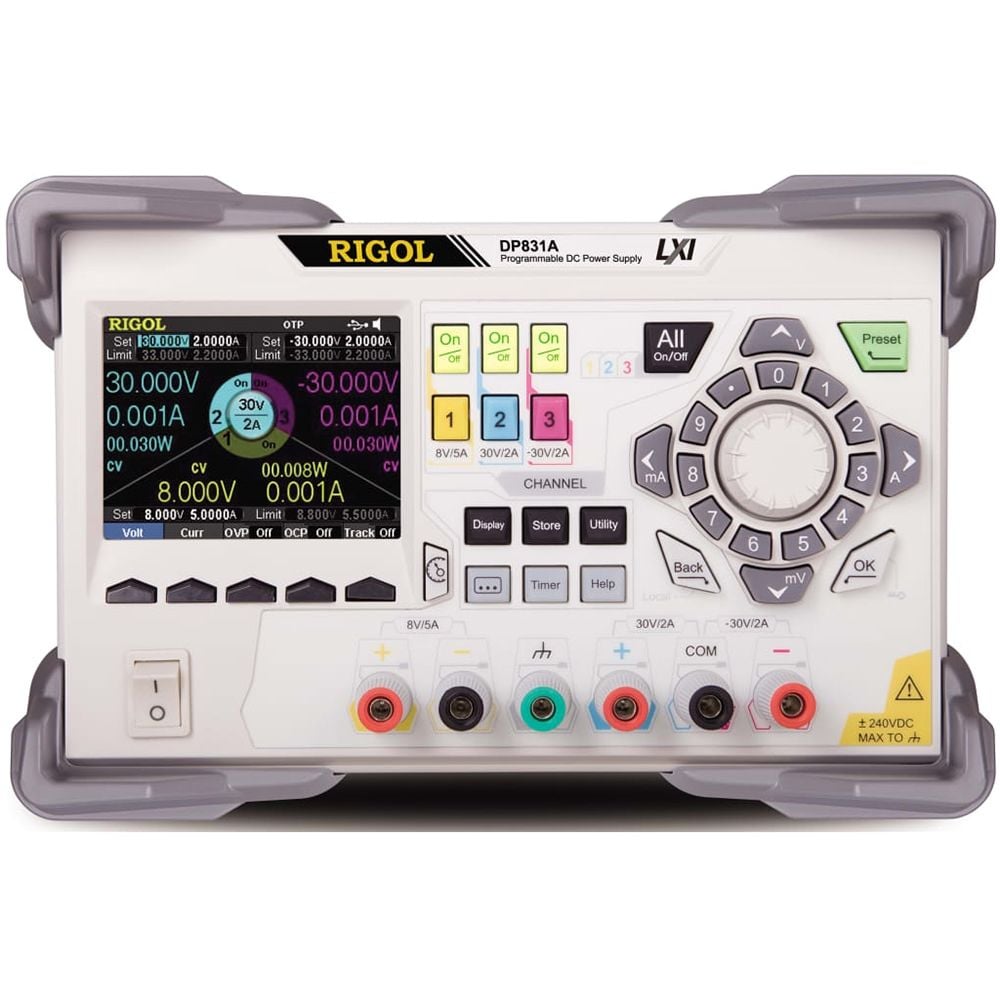 Rigol DP831A 160W 8V 5A/30V 2A/-30V 2A Üç Çıkışlı Programlanabilir DC Güç Kaynağı