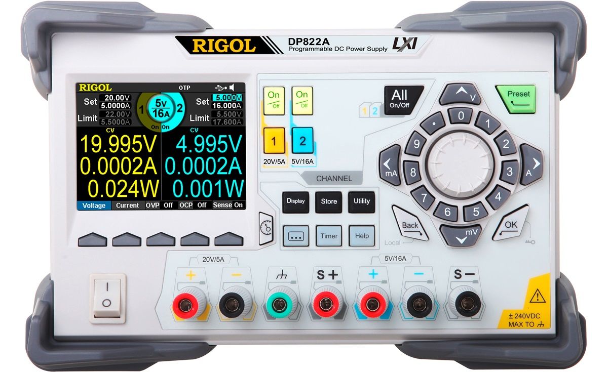 Rigol DP822A 180W 5V 16A/20V 5A Çift Çıkışlı Programlanabilir DC Güç Kaynağı