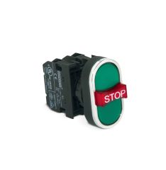 Emas B121B30YY 22mm Çıkık Kafa Plastik Yaylı Üçlü Buton 1NO+1NC+1NO Yeşil-Kırmızı-Yeşil