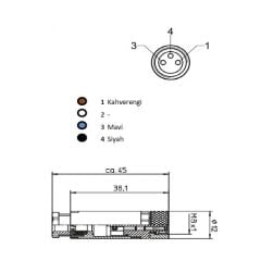 BNB-M0803FS M8 3 Pin Düz Dişi Sensör Soketi