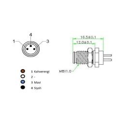 BNB-M0803M-P M8 3 Pin Erkek Panel ve Kart Tipi Konnektör