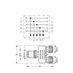 BNB-M1205Y M12 5 Pin Y Soket