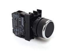 Emas B100FH 22mm Düz Kafa Plastik Kalıcı Buton 1NO Siyah