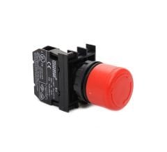 Emas B200E30 22mm Plastik Kalıcı Acil Stop Butonu 1NC Kırmızı